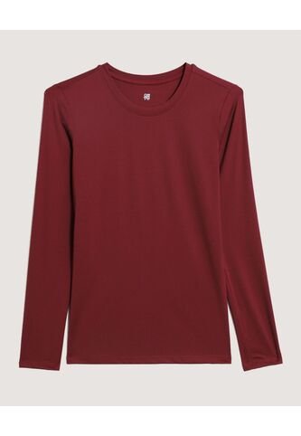 Camiseta  Para Mujer Manga Larga Cuello Redondo Color Vino Marca Ostu #40092816 Ostu