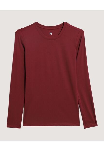 Camiseta  Para Mujer Manga Larga Cuello Redondo Color Vino Marca Ostu #40092816