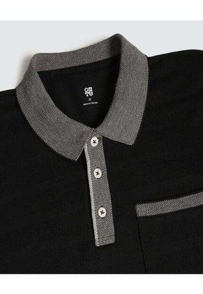 Polo Para Hombre Cuello Tejido Con Bolsillo Color Negro Marca Ostu #60110732