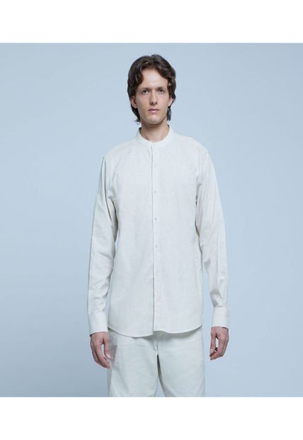 Camisa Para Hombre Manga Larga Sin Bolsillo Color Blanco Marca Ostu #60010623