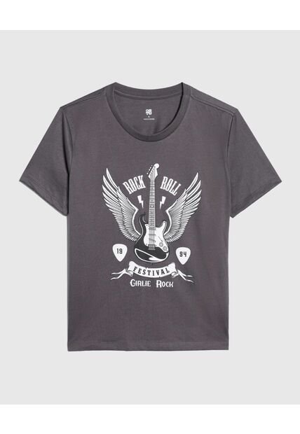 Camiseta Para Mujer Manga Corta Color Gris  Marca Ostu #40092043