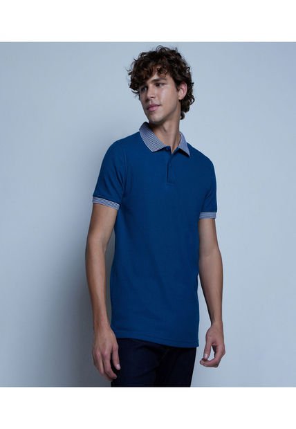 Polo Para Hombre Cuello Tejido Sin Bolsillo Color Azul Oscuro Marca Ostu #60110619