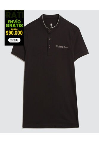 Polo Para Niño Manga Corta Color Negro Marca Ostu #80110093 Ostu