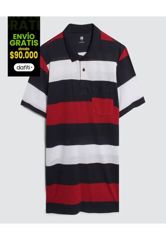 Polo Para Hombre Cuello Tejido Con Bolsillo Color Azul Oscuro Marca Ostu #60110635 Ostu