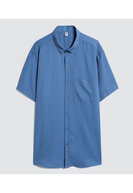 Camisa Para Hombre Manga Corta Con Bolsillo Color Azul  Marca Ostu #60010696