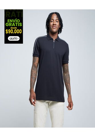 Polo Para Hombre Cuello Tejido Sin Bolsillo Color Negro Marca Ostu #60110654 Ostu