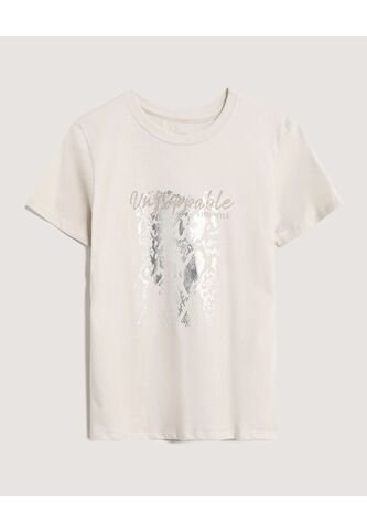 Camiseta  Para Mujer Manga Corta Cuello Redondo Color Beige Marca Ostu #40092847 Ostu