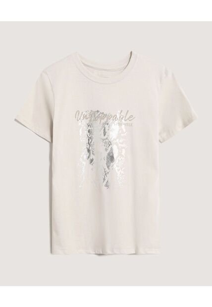 Camiseta  Para Mujer Manga Corta Cuello Redondo Color Beige Marca Ostu #40092847