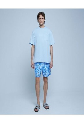 Ropa De Playa Para Hombre Pantaloneta De Baño Corta Color Azul Marca Ostu #60270030