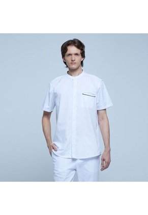 Camisa Para Hombre Manga Corta Con Bolsillo Color Blanco Marca Ostu #60010616