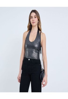 Camiseta Para Mujer Manga Sisa Cuello Henley Color Negro Marca Ostu #40092303