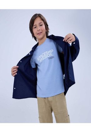 Camisa Para Niño Manga Larga Color Azul Oscuro Marca Ostu #80010052