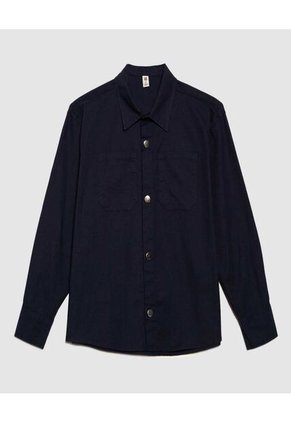 Camisa Para Niño Manga Larga Color Azul Oscuro Marca Ostu #80010052