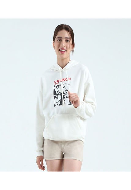 Buzo Para Mujer Hoodie Color Crema Marca Ostu #40060309