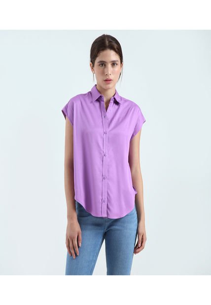 Camisa Para Mujer Manga Corta Color Morado Marca Ostu #40010149