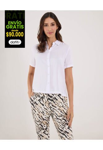 Camisa Para Mujer Manga Corta Color Blanco Marca Ostu #40010182 Ostu