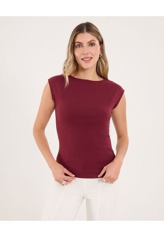 Camiseta Para Mujer Manga Sisa Cuello Redondo Color Vino Marca Ostu #40092530 Ostu
