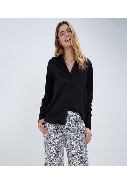 Camisa Para Mujer Manga Larga Color Negro Marca Ostu #40010177
