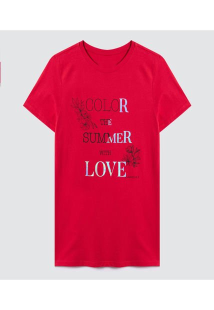 Camiseta Para Mujer Manga Corta Color Rojo Marca Ostu #40092005