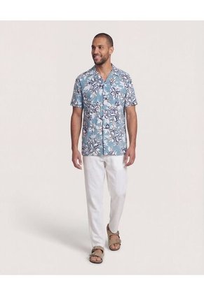 Camisa  Para Hombre Manga Corta Sin Bolsillo Cuello R Color Azul Marca Ostu #60010878