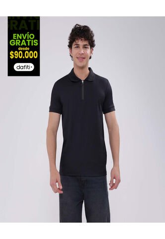 Polo Para Hombre Cuello Tejido Sin Bolsillo Color Negro Marca Ostu #60110701 Ostu