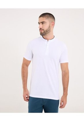 Polo Para Hombre Cuello Mao Sin Bolsillo Color Blanco Marca Ostu #60110774
