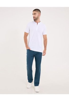 Polo Para Hombre Cuello Mao Sin Bolsillo Color Blanco Marca Ostu #60110774