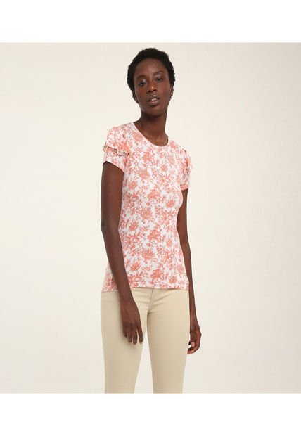 Camiseta Para Mujer Manga Corta Color Naranja Marca Ostu #40091489