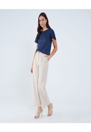 Camiseta Para Mujer Manga Corta Cuello Redondo Color Azul Marca Ostu #40092418