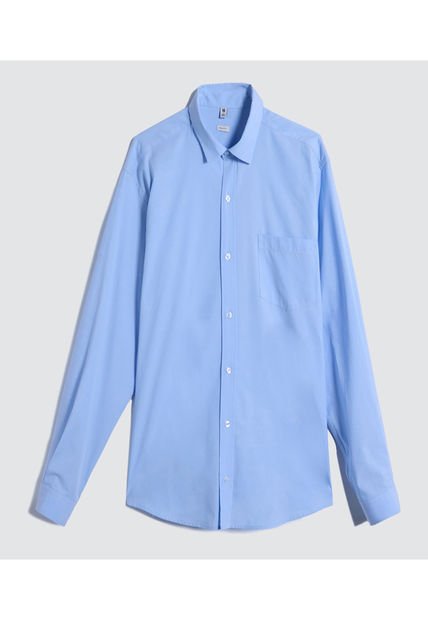 Camisa Para Hombre Manga Larga Con Bolsillo Color Azul  Marca Ostu #60010648