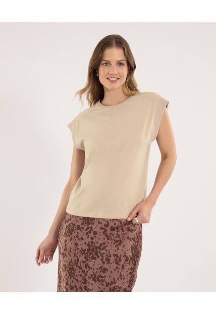 Camiseta Para Mujer Manga Sisa Cuello Redondo Color Camel Marca Ostu #40092609