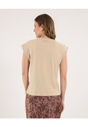 Camiseta Para Mujer Manga Sisa Cuello Redondo Color Camel Marca Ostu #40092609