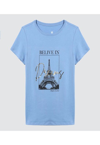 Camiseta Para Mujer Manga Corta Color Azul  Marca Ostu #40092003