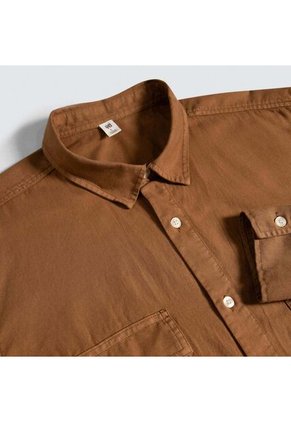 Camisa Para Hombre Manga Larga Con Bolsillo Color Beige Marca Ostu #60010739