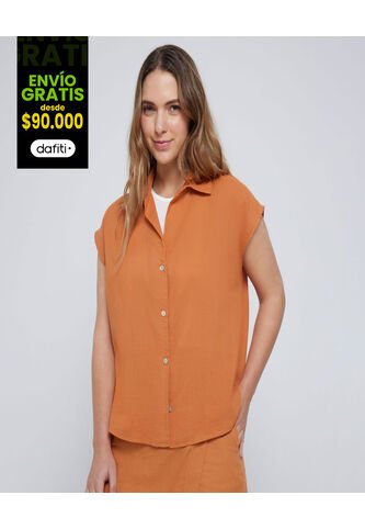 Camisa Para Mujer Manga Sisa Color Terracota Marca Ostu #40010213 Ostu
