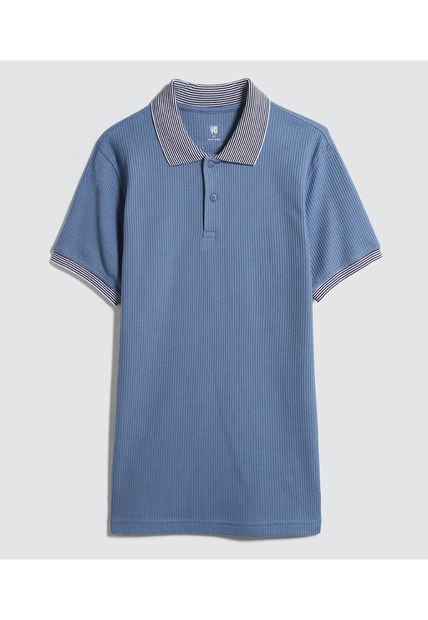 Polo Para Hombre Cuello Tejido Sin Bolsillo Color Azul  Marca Ostu #60110650
