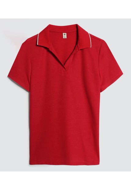 Polo Para Mujer Manga Corta Color Rojo Marca Ostu #40110152