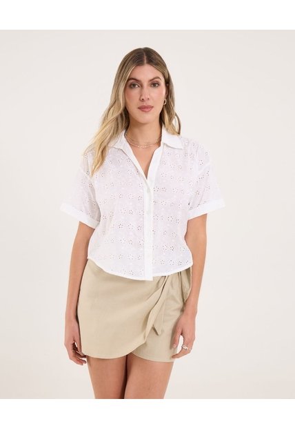 Blusa Para Mujer Manga Corta Color Crudo Marca Ostu #40121175