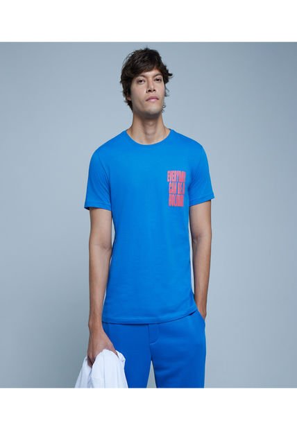 Camiseta Para Hombre Manga Corta Color Azul  Marca Ostu #60091213