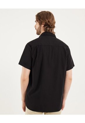 Camisa Para Hombre Manga Corta Con Bolsillo Cuello Casual M Color Negro Marca Ostu #60010790