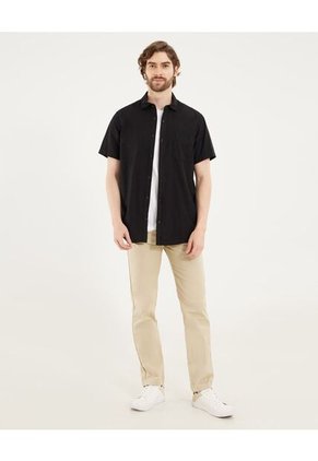 Camisa Para Hombre Manga Corta Con Bolsillo Cuello Casual M Color Negro Marca Ostu #60010790