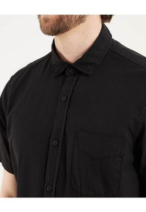 Camisa Para Hombre Manga Corta Con Bolsillo Cuello Casual M Color Negro Marca Ostu #60010790
