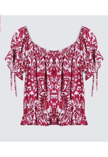 Blusa Para Mujer Manga Corta Color Cereza Marca Ostu #40121011