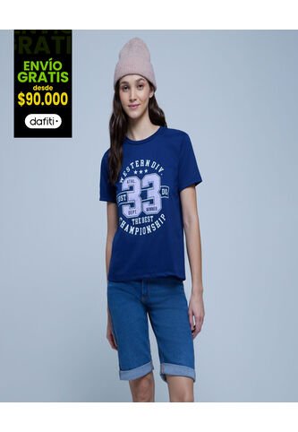 Camiseta Para Mujer Manga Corta Color Azul  Marca Ostu #40092049 Ostu