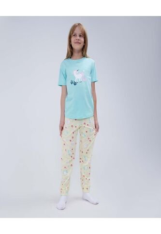 Pijama Para Niña M/C P/L Color Verde  Marca Ostu #90040065 Ostu