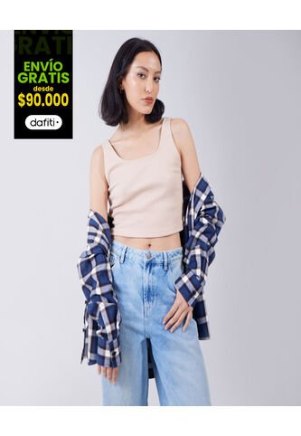 Crop Top Para Mujer Manga Sisa Color Café  Marca Ostu #40091823 Ostu