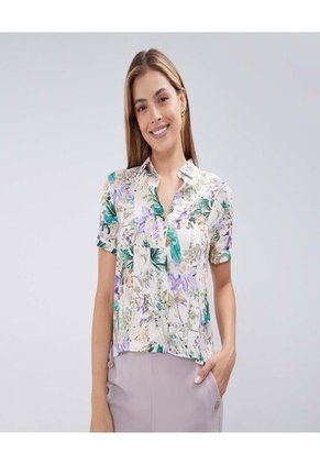 Camisa Para Mujer Manga Corta Color Crudo Marca Ostu #40010230