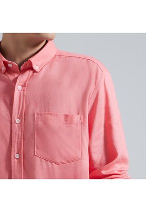 Camisa Para Hombre Manga Larga Con Bolsillo Color Rosado  Marca Ostu #60010595