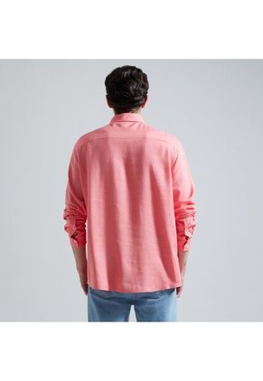 Camisa Para Hombre Manga Larga Con Bolsillo Color Rosado  Marca Ostu #60010595