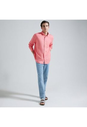 Camisa Para Hombre Manga Larga Con Bolsillo Color Rosado  Marca Ostu #60010595
